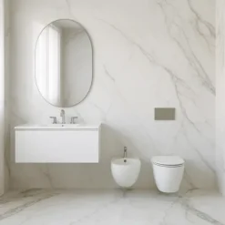 Kit Vanitory Colgante City Pvc Blanco Satinado 100 + Mesada Losa 100