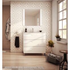 Kit Vanitory Rivo Pvc Blanco Satinado 80 + Mesada Losa 80
