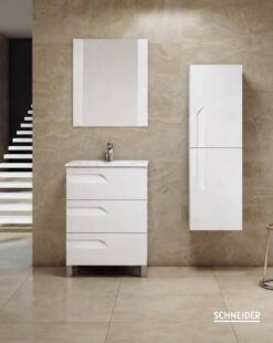 Kit Vanitory Rivo 60 Pvc Blanco Satinado + Mesada Losa 60