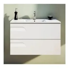 Kit Vanitory Colgar Rivo 60 Pvc Blanco Satinado + Mesada Losa 60