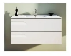 Kit Vanitory Colgar Rivo 80 Pvc Blanco Satinado + Mesada Losa 80